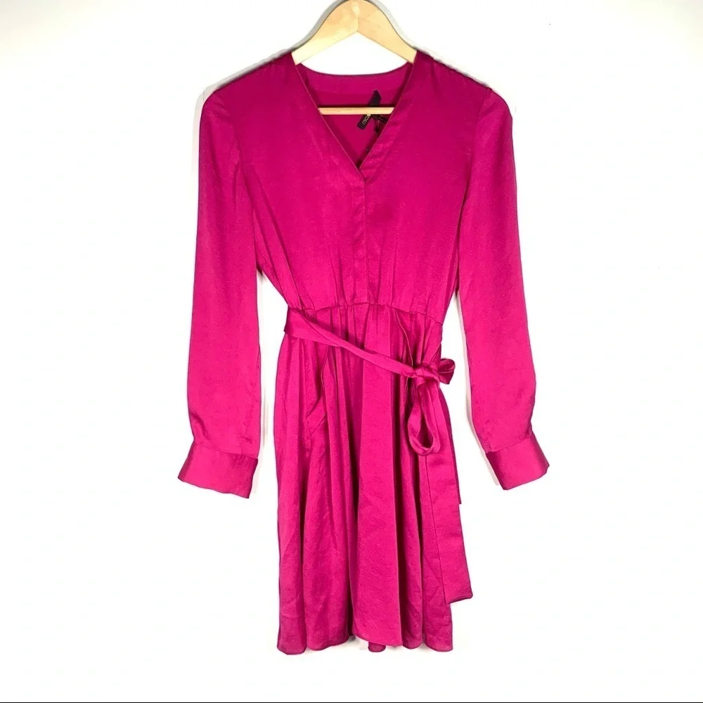 MAJE | rushiana long sleeve textured satin dress
